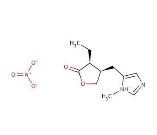 Pilocarpine nitrate salt (CAS 148-72-1) - chemical structure image