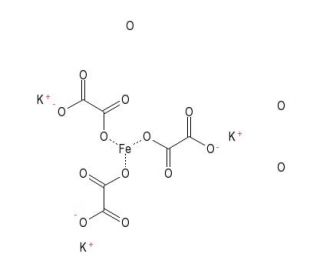 Potassium trioxalatoferrate(III) trihydrate (CAS 5936-11-8) - chemical structure image