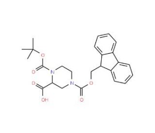 (R)-1-N-Boc-4-N-Fmoc-2-piperazine carboxylic acid (CAS 209593-18-0) - chemical structure image