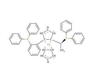 (R)-1-{(RP)-2-[2-(Diphenylphosphino)phenyl]ferrocenyl}ethyldiphenylphosphine (CAS 388079-58-1) - chemical structure image