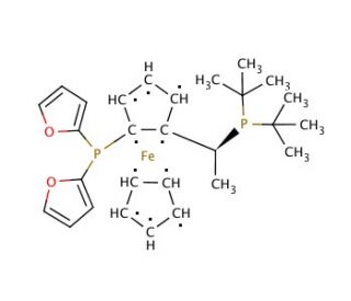 (R)-1-{(SP)-2-[Di(2-furyl)phosphino]ferrocenyl}ethyldi-tert-butylphosphine (CAS 849924-41-0) - chemical structure image