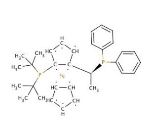 (R)-1-[(SP)-2-(Di-tert-butylphosphino)ferrocenyl]ethyldiphenylphosphine (CAS 223120-71-6) - chemical structure image