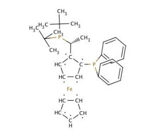 (R)-1-[(SP)-2-(Diphenylphosphino)ferrocenyl]ethyldi-tert-butylphosphine (CAS 155830-69-6) - chemical structure image