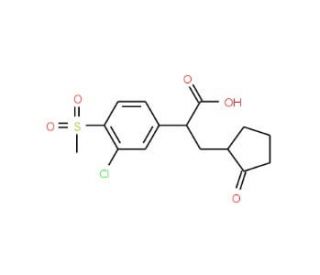 (R)-2-(3-Chloro-4-methanesulfonylphenyl)-3-(2-oxocyclopentyl)propionic acid (CAS 625113-52-2) - chemical structure image