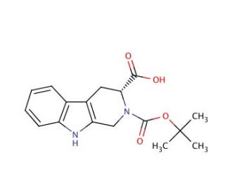 (R)-2-Boc-1,2,3,4-tetrahydronorharmane-3-carboxylic acid (CAS 123910-26-9) - chemical structure image