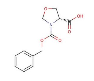 (R)-(&plus;)-3-(Benzyloxycarbonyl)-4-oxazolidinecarboxylic acid (CAS 97534-84-4) - chemical structure image