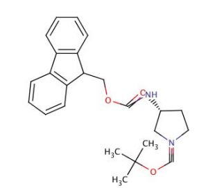 (R)-(&minus;)-N-Boc-3-N-Fmoc-aminopyrrolidine (CAS 352530-40-6) - chemical structure image