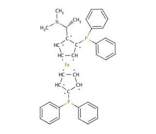 [R,R]-1-[1-Dimethylaminoethyl]-1&prime;,2-bis[diphenylphosphino]ferrocene (CAS 74311-56-1) - chemical structure image