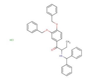 rac 1-[3,4-(Dibenzyloxy)phenyl]-2-[(diphenylmethyl)amino]-1-butanone HCl (CAS 855220-23-4) - chemical structure image