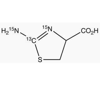 rac 2-Aminothiazoline-4-carboxylic Acid-13C,15N2 (CAS 1346599-59-4) - chemical structure image