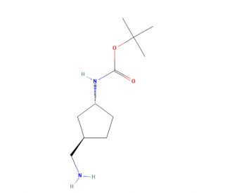 rel-[(1R,3R)-3-(Aminomethyl)cyclopentyl]carbamic acid 1,1-dimethylethyl ester (CAS 862700-45-6) - chemical structure image