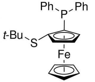 (Rp)-2-(tert-Butylthio)-1-(diphenylphosphino)ferrocene (CAS 503859-61-8) - chemical structure image