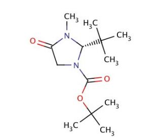 (S)-(&minus;)-1-Boc-2-tert-butyl-3-methyl-4-imidazolidinone (CAS 119838-38-9) - chemical structure image