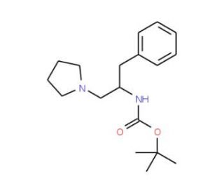 (S)-1-N-Boc-2-phenyl-1-pyrrolidin-1-ylmethyl-ethylamine (CAS 869377-95-7) - chemical structure image