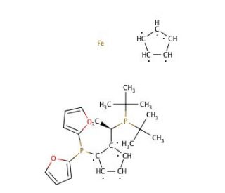 (S)-1-{(RP)-2-[Di(2-furyl)phosphino]ferrocenyl}ethyldi-tert-butylphosphine (CAS 849924-42-1) - chemical structure image
