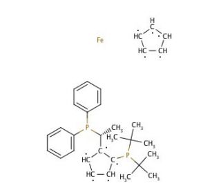 (S)-1-[(RP)-2-(Di-tert-butylphosphino)ferrocenyl]ethyldiphenylphosphine (CAS 223121-01-5) - chemical structure image