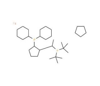 (S)-1-[(RP)-2-(Dicyclohexylphosphino)ferrocenyl]ethyldi-tert-butylphosphine - chemical structure image