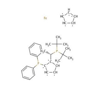 (S)-1-[(RP)-2-(Diphenylphosphino)ferrocenyl]ethyldi-tert-butylphosphine (CAS 277306-29-3) - chemical structure image
