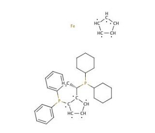 (S)-1-[(RP)-2-(Diphenylphosphino)ferrocenyl]ethyldicyclohexylphosphine (CAS 162291-02-3) - chemical structure image