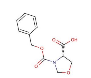 (S)-(&minus;)-3-(Benzyloxycarbonyl)-4-oxazolidinecarboxylic acid (CAS 97534-82-2) - chemical structure image
