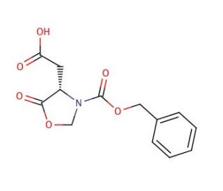(S)-(&plus;)-3-(Benzyloxycarbonyl)-5-oxo-4-oxazolidineacetic acid (CAS 23632-66-8) - chemical structure image