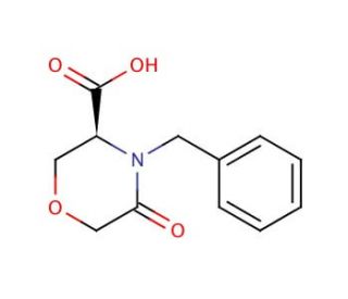 (S)-(&plus;)-4-Benzylmorpholin-5-one-3-carboxylic Acid (CAS 106910-79-6) - chemical structure image