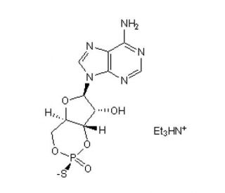 (S)-Adenosine, cyclic 3&prime;,5&prime;-(hydrogenphosphorothioate) triethylammonium (CAS 71774-13-5) - chemical structure image