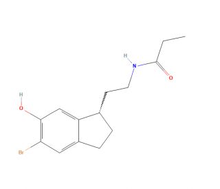 (S)-N-[2-(5-Bromo-2,3-dihydro-6-hydroxy-1H-inden-1-yl)ethyl]propanamide (CAS 196597-84-9) - chemical structure image