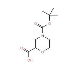 (S)-N-Boc-morpholine-2-carboxylic acid (CAS 868689-63-8) - chemical structure image