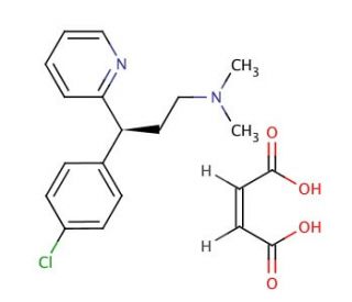 S-(&plus;)-Chlorpheniramine maleate salt (CAS 2438-32-6) - chemical structure image