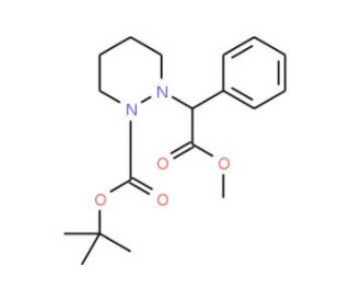 tert-Butyl 2-(2-methoxy-2-oxo-1-phenylethyl)-tetrahydro-1(2H)-pyridazinecarboxylate - chemical structure image