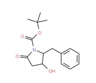 tert-Butyl (2S,3S)-2-benzyl-3-hydroxy-5-oxopyrrolidine-1-carboxylate (CAS 109579-10-4) - chemical structure image