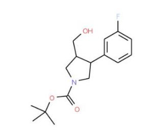 tert-Butyl (3R,4S)-3-(3-fluorophenyl)-4-(hydroxymethyl)pyrrolidine-1-carboxylate - chemical structure image