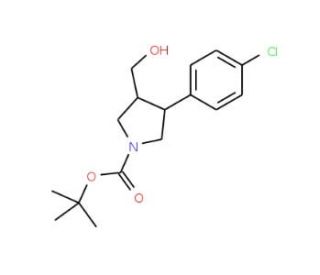 tert-Butyl (3R,4S)-3-(4-chlorophenyl)-4-(hydroxymethyl)pyrrolidine-1-carboxylate - chemical structure image