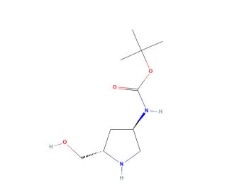tert-Butyl ((3R,5S)-5-(hydroxymethyl)pyrrolidin-3-yl)carbamate (CAS 1264243-41-5) - chemical structure image