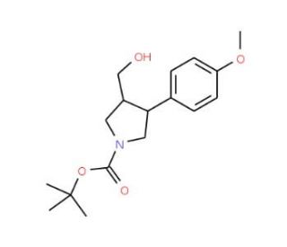 tert-Butyl (3S,4R)-3-(hydroxymethyl)-4-(4-methoxyphenyl)pyrrolidine-1-carboxylate - chemical structure image