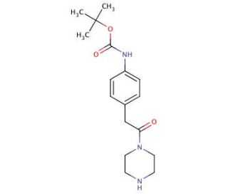 tert-butyl 4-(2-oxo-2-piperazin-1-ylethyl)phenylcarbamate - chemical structure image