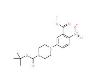tert-Butyl 4-[3-(methoxycarbonyl)-4-nitrophenyl]-tetrahydro-1(2H)-pyrazinecarboxylate - chemical structure image