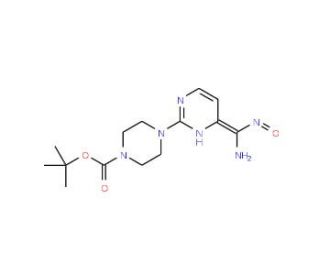 tert-Butyl 4-{4-[amino(hydroxyimino)methyl]-2-pyrimidinyl}tetrahydro-1(2H)-pyrazinecarboxylate - chemical structure image