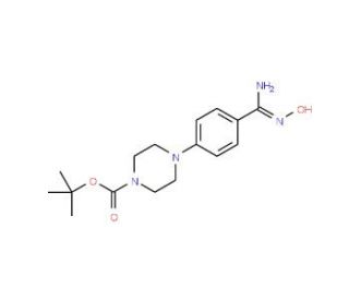 tert-Butyl 4-{4-[amino(hydroxyimino)methyl]-phenyl}tetrahydro-1(2H)-pyrazinecarboxylate - chemical structure image
