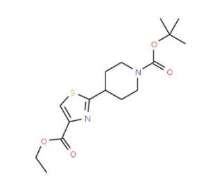 tert-Butyl 4-[4-(ethoxycarbonyl)-1,3-thiazol-2-yl]piperidine-1-carboxylate (CAS 365413-31-6) - chemical structure image