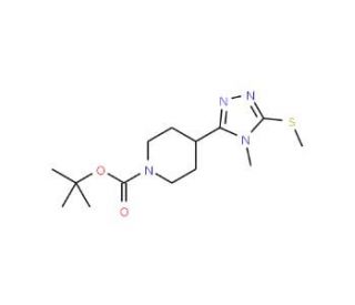 tert-Butyl 4-[4-methyl-5-(methylsulfanyl)-4H-1,2,4-triazol-3-yl]tetrahydro-1(2H)-pyridinecarboxylate - chemical structure ima