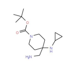 tert-butyl 4-(aminomethyl)-4-(cyclopropylamino)piperidine-1-carboxylate - chemical structure image