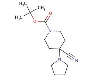 tert-Butyl 4-cyano-4-pyrrolidin-1-ylpiperidine-1-carboxylate (CAS 1119452-74-2) - chemical structure image