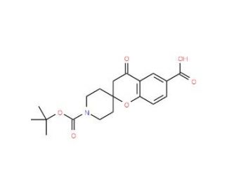 tert-Butyl 6-carboxy-4-oxospiro[chroman-2,4&prime;-piperidine]-1&prime;-carboxylate (CAS 921760-85-2) - chemical structure image