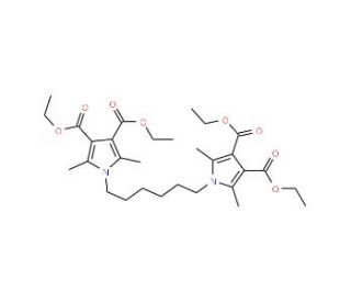 Tetraethyl 1,1&prime;-hexamethylenebis(2,5-dimethyl-1H-pyrrole-3,4-dicarboxylate) (CAS 131970-79-1) - chemical structure image