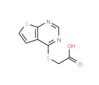 (thieno[2,3-d]pyrimidin-4-ylthio)acetic acid (CAS 18740-26-6) - chemical structure image