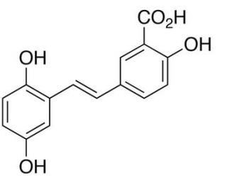 trans-1-(3&prime;-Carboxy-4&prime;-hydroxyphenyl)-2-(2,5-dihydroxyphenyl)ethene (CAS 150258-63-2) - chemical structure image