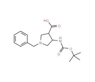 trans-4-Boc-Amino-1-Benzyl-pyrrolidine-3-carboxylic acid (CAS 628725-28-0) - chemical structure image