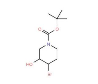 trans-4-Bromo-3-hydroxypiperidine, N-BOC protected - chemical structure image